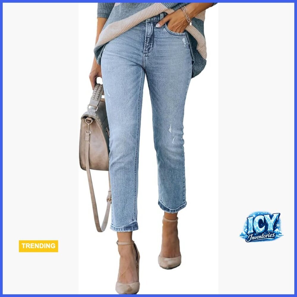 High Waist Stretch Distressed Jeans Destroyed Denim Pants